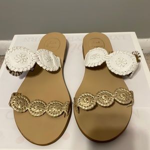 Jack Rogers Gold and White Lauren Sandal